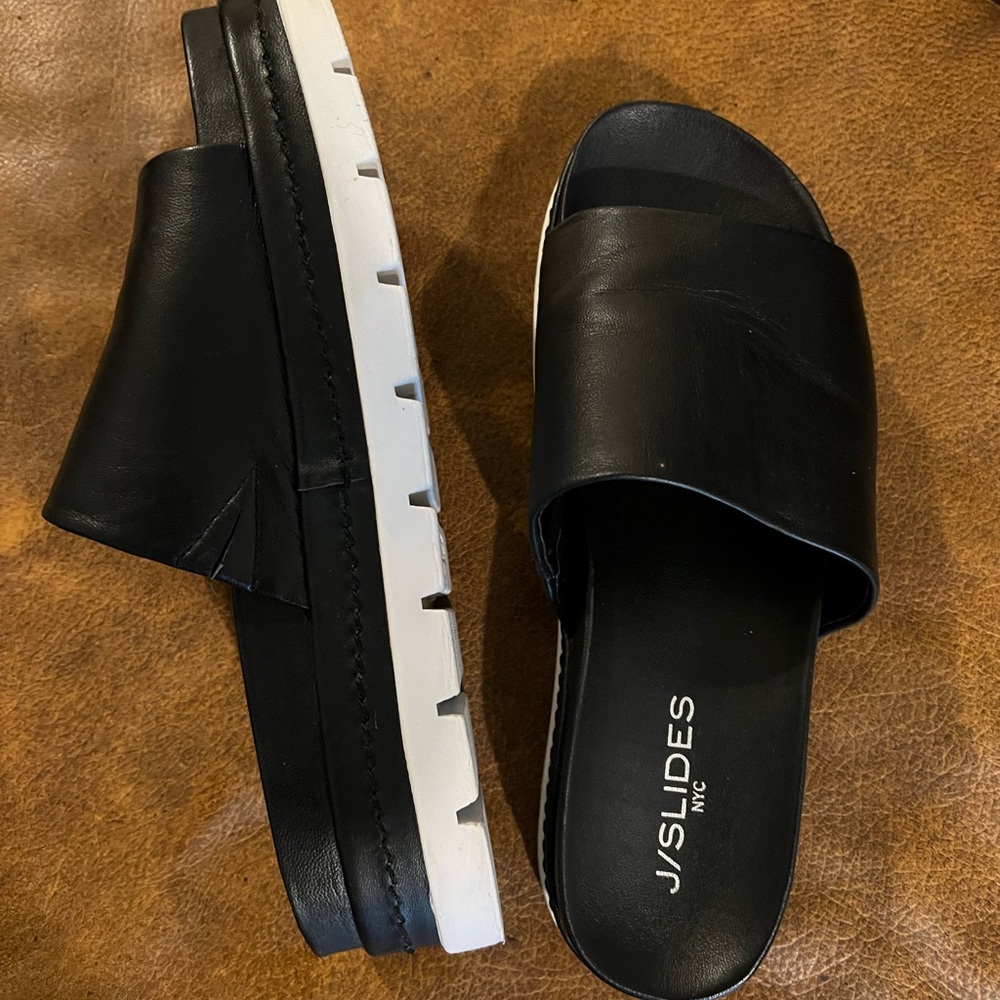 J Slides black platform sandal